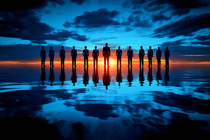 Businessmen Silhouettes at Sunset