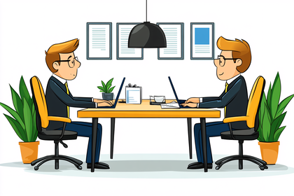 Businessmen Working At Desks