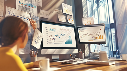 Businesswoman Analyzing Data in Modern Office