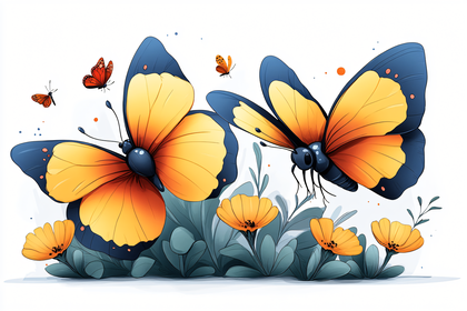 Butterflies And Flowers