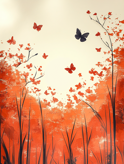 Butterflies and Plants Illustration