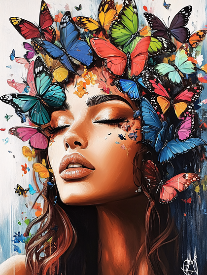 Butterfly Crowned Woman Portrait