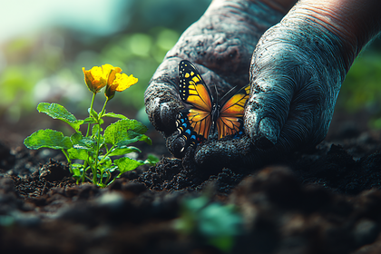 Butterfly Held in Hands