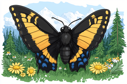 Butterfly On Flowers Background