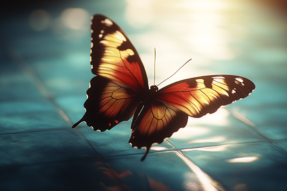 Butterfly On Tiled Surface