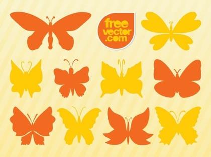 Butterfly Silhouettes Free Vector
