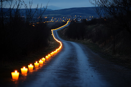 Candlelit Path at Night
