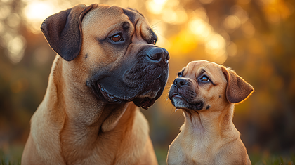 Canine Companions Under Golden Light