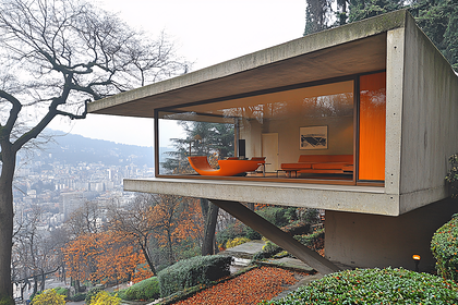Cantilevered House Overlooking City