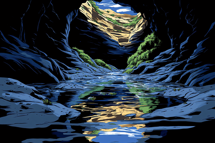 Canyon River Scene Illustration