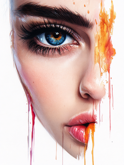 Captivating Gaze With Dripping Paint