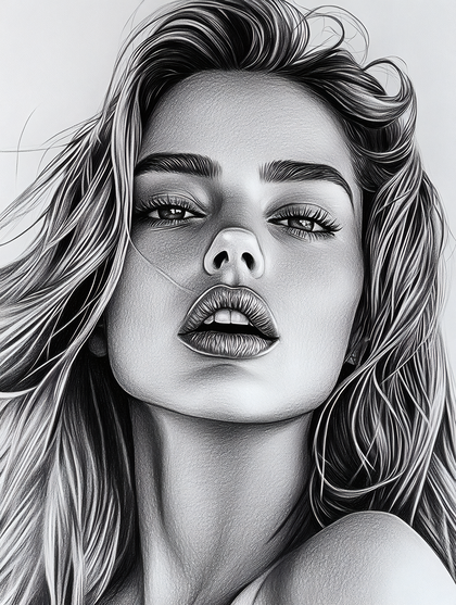 Captivating Portrait of a Woman with Flowing Hair