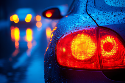 Car Tail Light in Rain