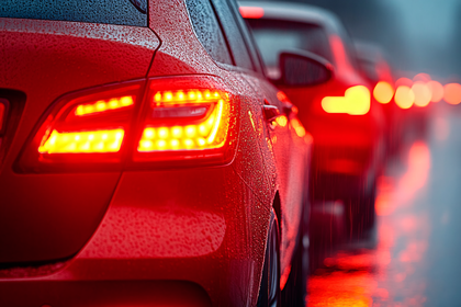 Car Tail Lights in the Rain