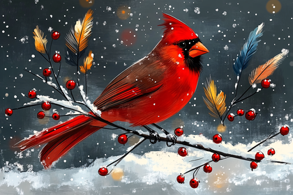 Cardinal on Snowy Branch