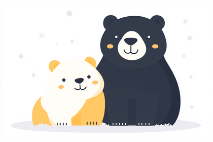 Cartoon Bears in Winter Scene