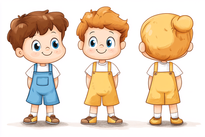 Cartoon Boys in Overalls