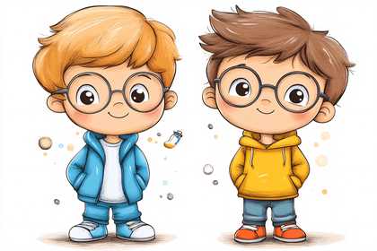 Cartoon Boys With Glasses
