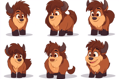Cartoon Buffalo Poses