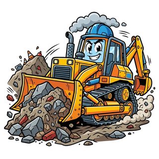 cartoon bulldozer character