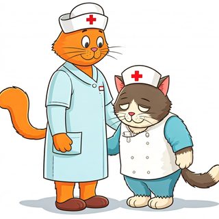cartoon cat nurses