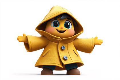 Cartoon Character in Yellow Raincoat