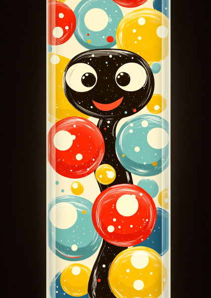 Cartoon Character Surrounded By Colorful Circles