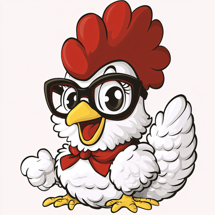 Cartoon Chicken With Glasses
