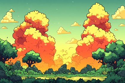 Cartoon Cloudscape Landscape