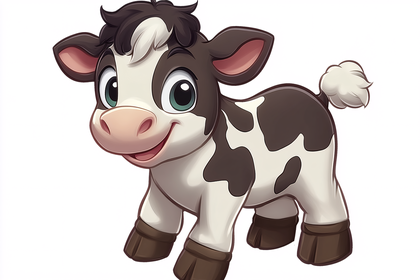 Cartoon Cow Calf with Spots