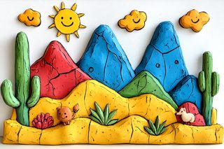 Cartoon Desert Landscape With Animals