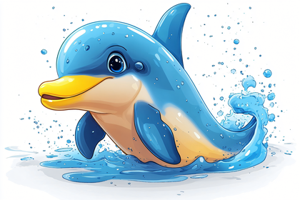 Cartoon Dolphin Leaping