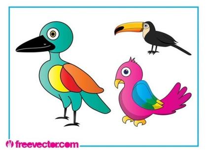 Cartoon Exotic Birds Free Vector