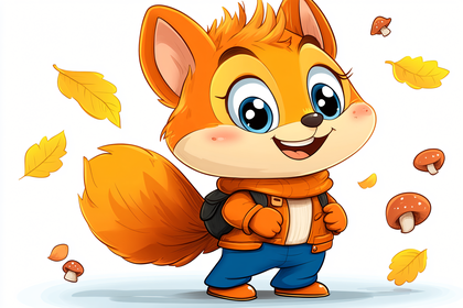 Cartoon Fox Ready For Autumn Adventure