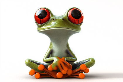 Cartoon Frog in Meditation Pose