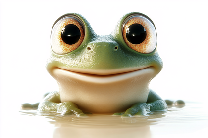 Cartoon Frog in Water