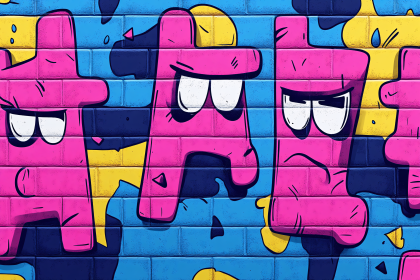Cartoon Graffiti Brick Wall Letters