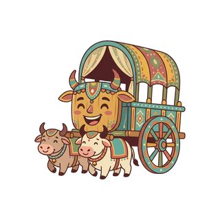 cartoon ox cart