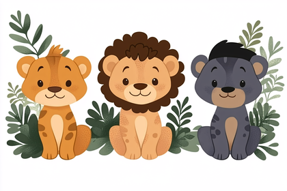 Cartoon Jungle Animals Trio