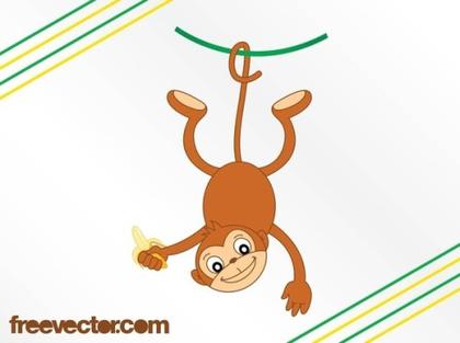 Cartoon Monkey With Banana Free Vector