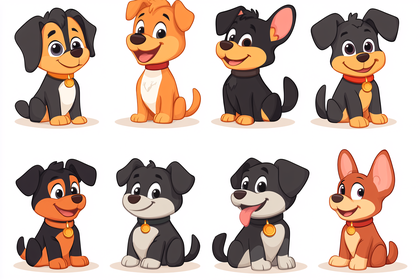 Cartoon Puppies Sitting