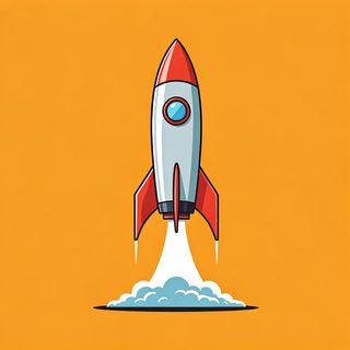 cartoon rocket launch