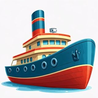 cartoon steamship