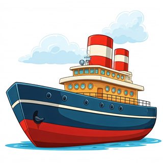 cartoon steam boat