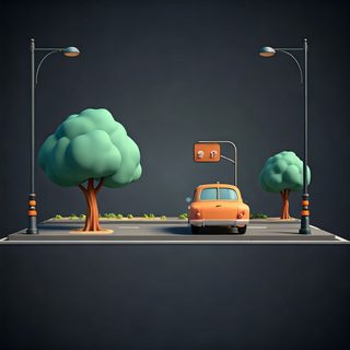 Orange car on street