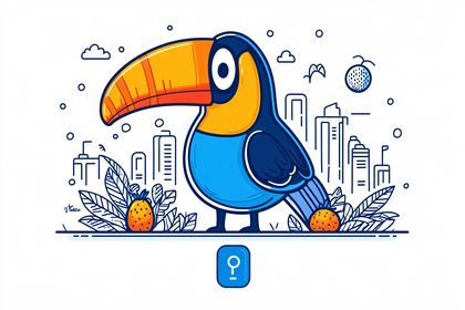 Cartoon Toucan with Cityscape