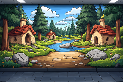 Cartoon Village Landscape