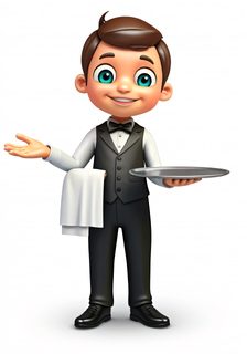 cartoon waiter tray