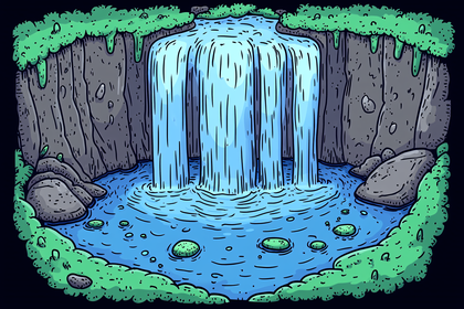 Cartoon Waterfall Landscape