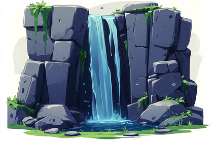 Cartoon Waterfall Scene